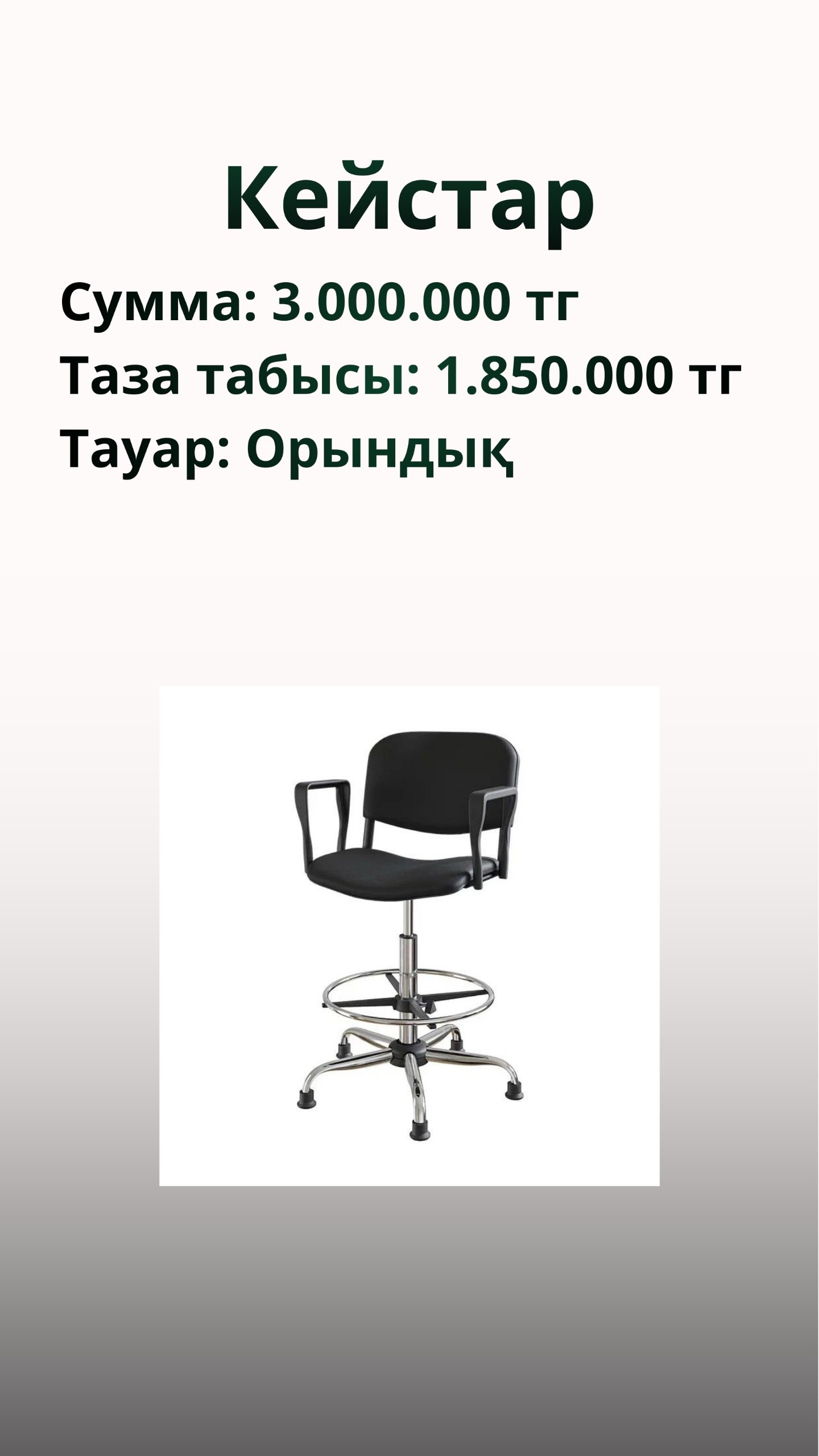 Кейс — стулья, чистая прибыль 1,85 млн